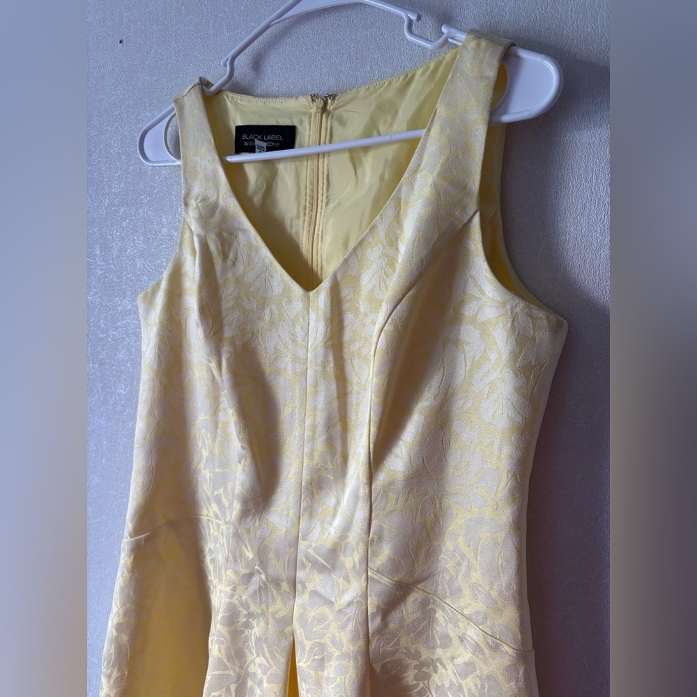 Black Label by Evan Picone  | Light yellow Jacquard fit Flare dress size 6 - Picture 4 of 7